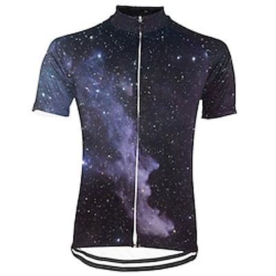 21Grams Men's Short Sleeve Cycling Jersey Black Galaxy Bike Top Mountain Bike MTB Road Bike Cycling Spandex Polyester Breathable Quick Dry Moisture Wicking Sports Clothing Apparel  Athleisure Lightinthebox