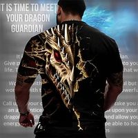 Dragon Guardian x LU | Men's 3D Dragon Mythical Creature Dark Style Streetwear T Shirt Short Sleeves Lightinthebox