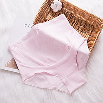 Women's Pure Color Basic Panties High Cotton Light Pink M miniinthebox