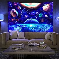 Blacklight UV Reactive Wall Tapestry Astronaut Art Decor Blanket Curtain Hanging Home Bedroom Decoration Polyester miniinthebox - thumbnail