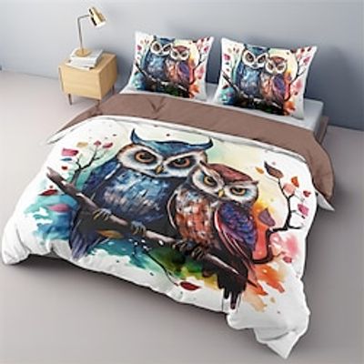 Owl Pattern Bed Duvet Cover Bed Set 2-Piece Set 3-Piece Lightweight Soft Short Plush Set Bedding Set Ultra Soft Comforter Set Lightinthebox