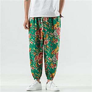 Men's Chino Harlem Pants Harem Loose Pants Bloomers Pants Graphic Ankle-Length Print Red Green Lightinthebox