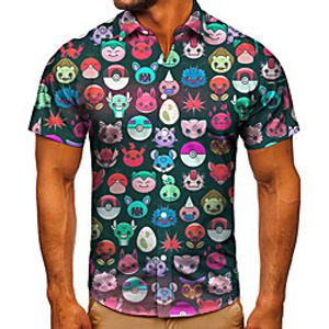 Men's Shirt 3D Print Cartoon Graphic Prints Button-Down Short Sleeve Street Tops Casual Fashion Classic Breathable Rainbow Lightinthebox