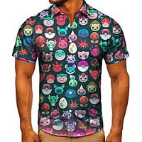 Men's Shirt 3D Print Cartoon Graphic Prints Button-Down Short Sleeve Street Tops Casual Fashion Classic Breathable Rainbow Lightinthebox - thumbnail