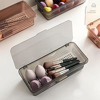 Makeup Brush Storage Box, Dressing Table Beauty Egg Eye Shadow Brush Storage Box, Rectangular Transparent Dust-proof Belt Cover Storage Box miniinthebox - thumbnail
