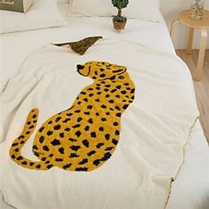 Half Velvet Leopard Cover Blanket Woolen Blanket Sofa Cover Blanket Soft Decoration Matching Thread Blanket Leopard Beauty Lightinthebox