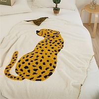 Half Velvet Leopard Cover Blanket Woolen Blanket Sofa Cover Blanket Soft Decoration Matching Thread Blanket Leopard Beauty Lightinthebox - thumbnail