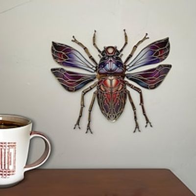 Metal Beetle Wall Hanging, Metal Flat Cyberpunk Style Beetle Wall Sticker Wall Hanger, Christmas Home Decoration Xmas Gift miniinthebox