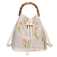 Women's Top Handle Bag Canvas Vintage Daily Going out Dusty Rose Rainbow Beige Lightinthebox - thumbnail