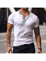 Men's Casual Breathable Vintage Henley Collar Cotton Short Sleeve T-Shirt