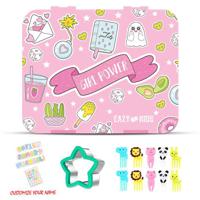 Eazy Kids 5 & 4 Convertible Bento Lunch Box With Sandwich Cutter Set - Girl Power