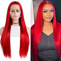 Synthetic Lace Wig Matte Style 14-26 inch Red Silky Straight 13x4 Lace Front Wig All Wig Red miniinthebox