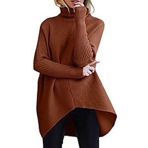 Women's Stylish Vintage Style Knitted Solid Color Pullover Sweater Long Sleeve Sweater Cardigans Turtleneck Fall Winter White Black Wine miniinthebox