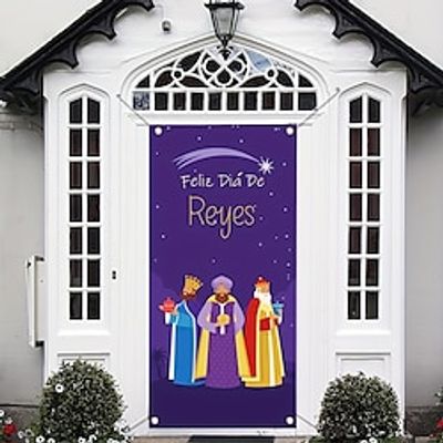 Christmas Nativity Scene Jesus Xmas Door Covers Door Tapesty Door Curtain Decoration Backdrop Door Banner for Front Door Farmhouse Christmas Holiday Party Decor Supplies miniinthebox
