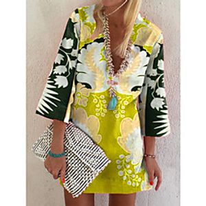 Women's A Line Dress Short Mini Dress Blue Purple Red Yellow Orange Green Half Sleeve Print Spring Summer V Neck Casual 2021 S M L XL XXL 3XL Lightinthebox