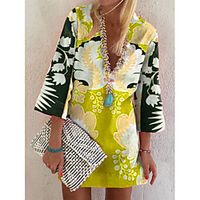 Women's A Line Dress Short Mini Dress Blue Purple Red Yellow Orange Green Half Sleeve Print Spring Summer V Neck Casual 2021 S M L XL XXL 3XL Lightinthebox - thumbnail