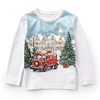 Christmas Boys 3D Train Tee Shirt Long Sleeve 3D Print Fall Winter Sports Fashion Streetwear Polyester Kids 3-12 Years Crew Neck Outdoor Casual Daily Regular Fit miniinthebox - thumbnail