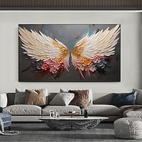 Handmade Original wing Oil Painting On Canvas Wall Art Decor Abstract Minimalist golden Painting for Home Decor With Stretched Frame/Without Inner Frame Painting Lightinthebox