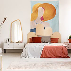 Summer Girl Leaf Wall Tapestry Art Decor Blanket Curtain Hanging Home Bedroom Living Room Decoration miniinthebox