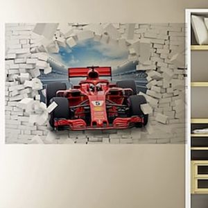 3D Broken Wall Formula Car Home Hallway Background Decoration Can Be Removed Stickers miniinthebox