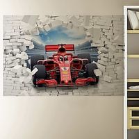 3D Broken Wall Formula Car Home Hallway Background Decoration Can Be Removed Stickers miniinthebox - thumbnail