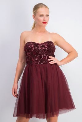 Womens Sequined Cocktail Dress Maroon Womens Sequined Cocktail Dress Maroon