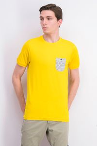 Mens Stripe Side Pocket Tee  Yellow