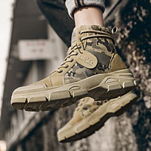 Men's Boots Lace up Work Boots Casual Vintage British Daily Outdoor Pigskin Breathable Non-slipping Wear Proof Gray Khaki Black Camouflage Fall miniinthebox