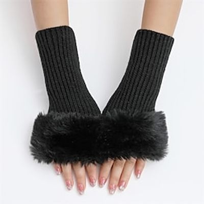 1 Pairs New Women Gloves Stylish Hand Warm Winter Half Finger Mitten Ladies Plush Crochet Knitted Wrist Warmer Glove Gilrs Gift Lightinthebox