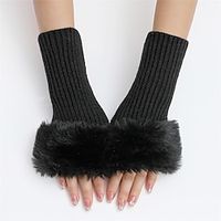 1 Pairs New Women Gloves Stylish Hand Warm Winter Half Finger Mitten Ladies Plush Crochet Knitted Wrist Warmer Glove Gilrs Gift Lightinthebox - thumbnail
