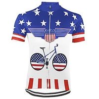 21Grams Men's Short Sleeve Cycling Jersey Blue American  USA Bike Top Mountain Bike MTB Road Bike Cycling Spandex Polyester Breathable Quick Dry Moisture Wicking Sports Clothing Apparel Lightinthebox - thumbnail