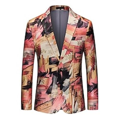 Men's Fashion Blazer Regular Standard Fit Floral Single Breasted One-button Red 2022 Lightinthebox