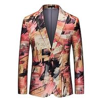 Men's Fashion Blazer Regular Standard Fit Floral Single Breasted One-button Red 2022 Lightinthebox - thumbnail