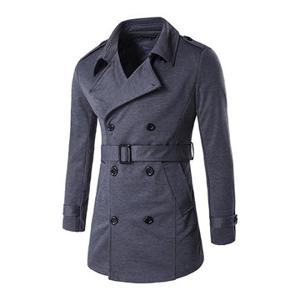 Mens Fashion Slim Fit Double Breasted Mid-Long Trench Coat