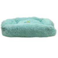 Grizzly Velor Round Plush Blue Dog Bed Small - 50 x 15cm