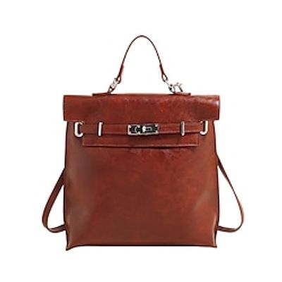 Women's Backpack Mini Backpack Traveling Solid Color PU Leather Large Capacity Waterproof Buckle Black Brown Khaki Lightinthebox