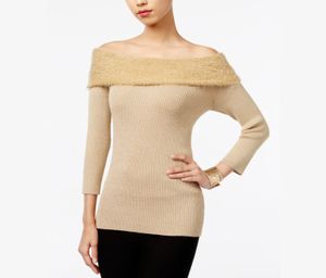 Eyelash-Detail Off-The-Shoulder  Gold