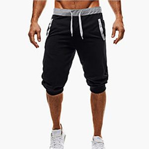 Men's Athleisure Sweatpants Shorts Pants Patchwork Calf-Length Black Light gray Dark Gray Lightinthebox