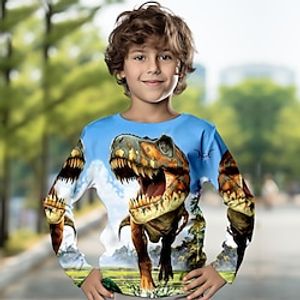 Boys 3D Dinosaur Tee Shirt Long Sleeve 3D Print Spring Fall Sports Fashion Streetwear Polyester Kids 3-12 Years Crew Neck Outdoor Casual Daily Regular Fit Lightinthebox