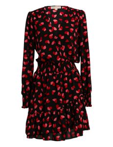 Petal Crepe Wrap Short Dress - Black