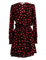 Petal Crepe Wrap Short Dress - Black - thumbnail