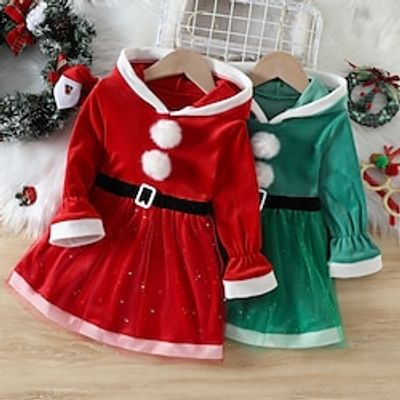 Santa Claus Mrs.Claus Christmas Dress Fancy Christmas Dress Girls' Christmas Christmas New Year Christmas Eve Kid's Party Christmas New Year Eve Polyester Dress miniinthebox