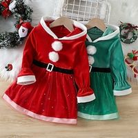 Santa Claus Mrs.Claus Christmas Dress Fancy Christmas Dress Girls' Christmas Christmas New Year Christmas Eve Kid's Party Christmas New Year Eve Polyester Dress miniinthebox - thumbnail