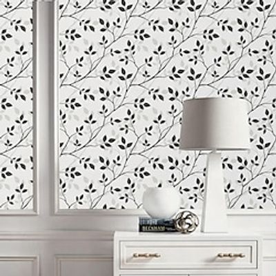 FloralPlants Black White Wallpaper Peel and Stick Wallpaper Removable PvcVinyl Self Adhesive for Living RoomBedroom Lightinthebox