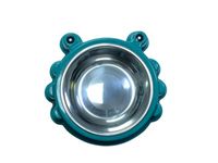 Crab Shaped Pet Feedrer With Stainless Steel Bowl & Non Slip Rubber Bottom-green For Cats And Dogs - 20X20X5cm