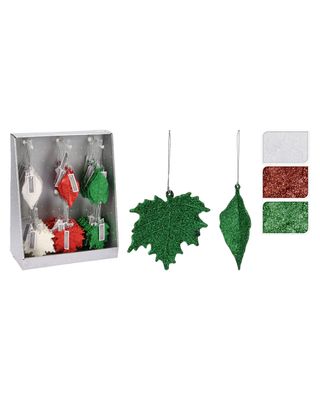 Homesmiths Christmas 13cm Leaf Hang Deco Assorted 1 Piece