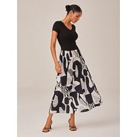 Black And White Knitted patchwork woven Maxi dress