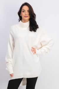 Womens Long Sleeve Cowl Neck Sweater  Ivory