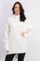 Womens Long Sleeve Cowl Neck Sweater  Ivory - thumbnail