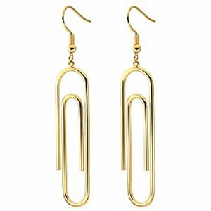 paper clip earrings for women girls fashion gold plated stainless steel geometric elegant pin hypoallergenic hoop earrings jewelry (gold) Lightinthebox